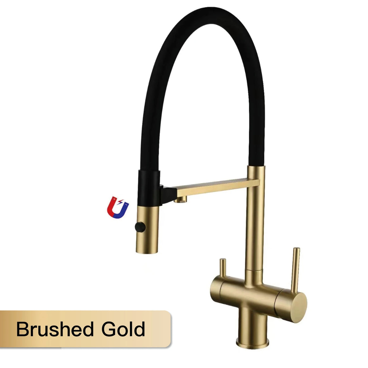 Modern Brushed Gold Brass Faucet Water Filtration Design