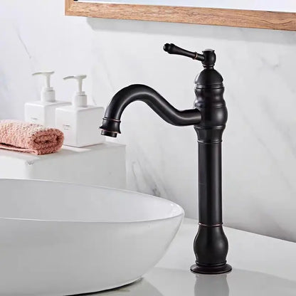 Antique Brass Basin Faucet 360 Rotation Handle Deck