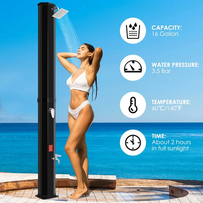 60l Freestanding Outdoor Solar Heated Shower Outdoor Pool