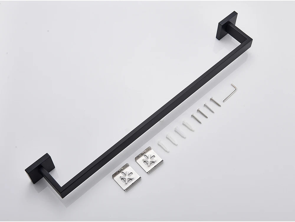 Bathroom Hardware Black Robe Hook Towel Rail Bar