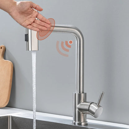 Touch Waterfall Faucet Brushed Gold Cold Pull Out