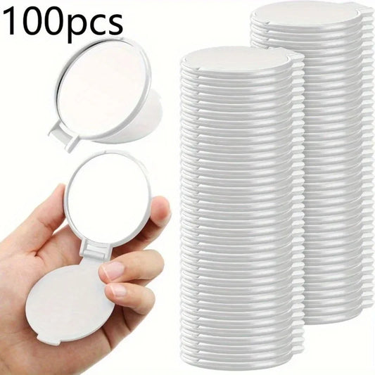 100pcs Mini Folding Makeup Mirror Circular Pocket Mirror