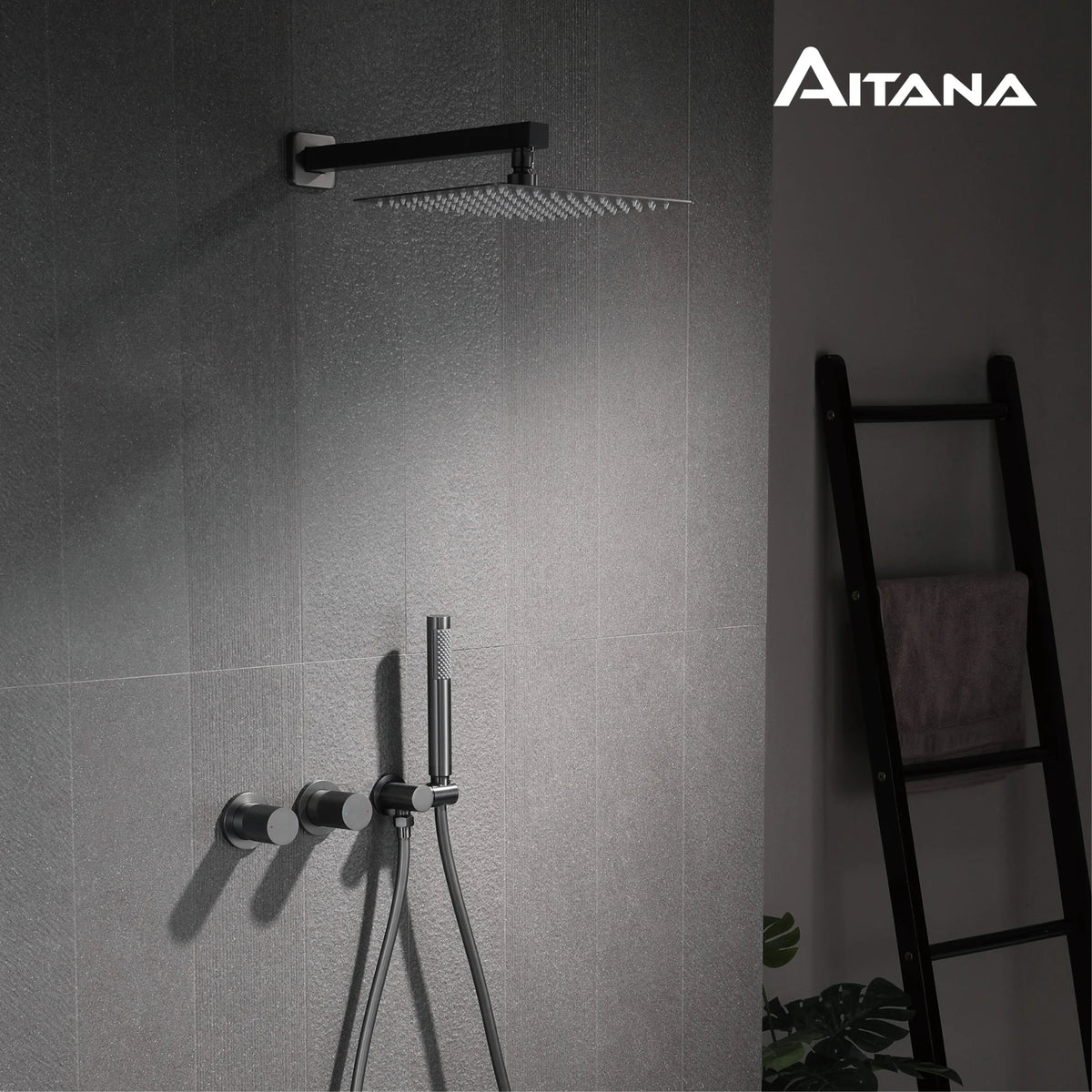 Luxury Bathroom Brass Gun Grey Wall-Mounted Shower System