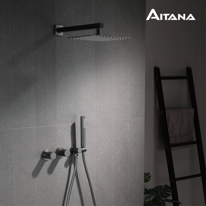 Luxury Bathroom Brass Gun Grey Wall-Mounted Shower System