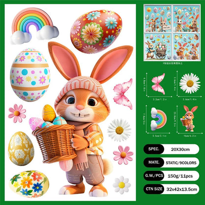 Easter Cartoon Rabbit Egg Window Stickers Bunny Easter