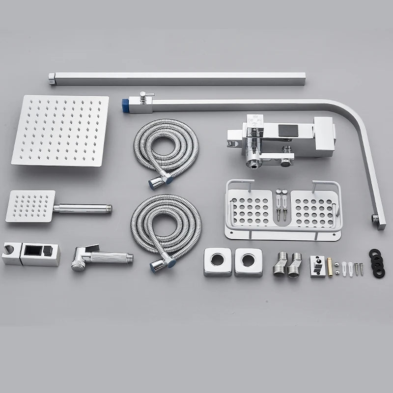 Chrome/Black Thermostat Shower Faucet Ways Bathroom Faucet