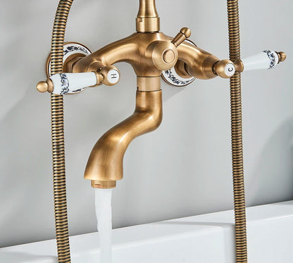Retro European Bathtub Shower Faucet Handled Handshower Ceramics