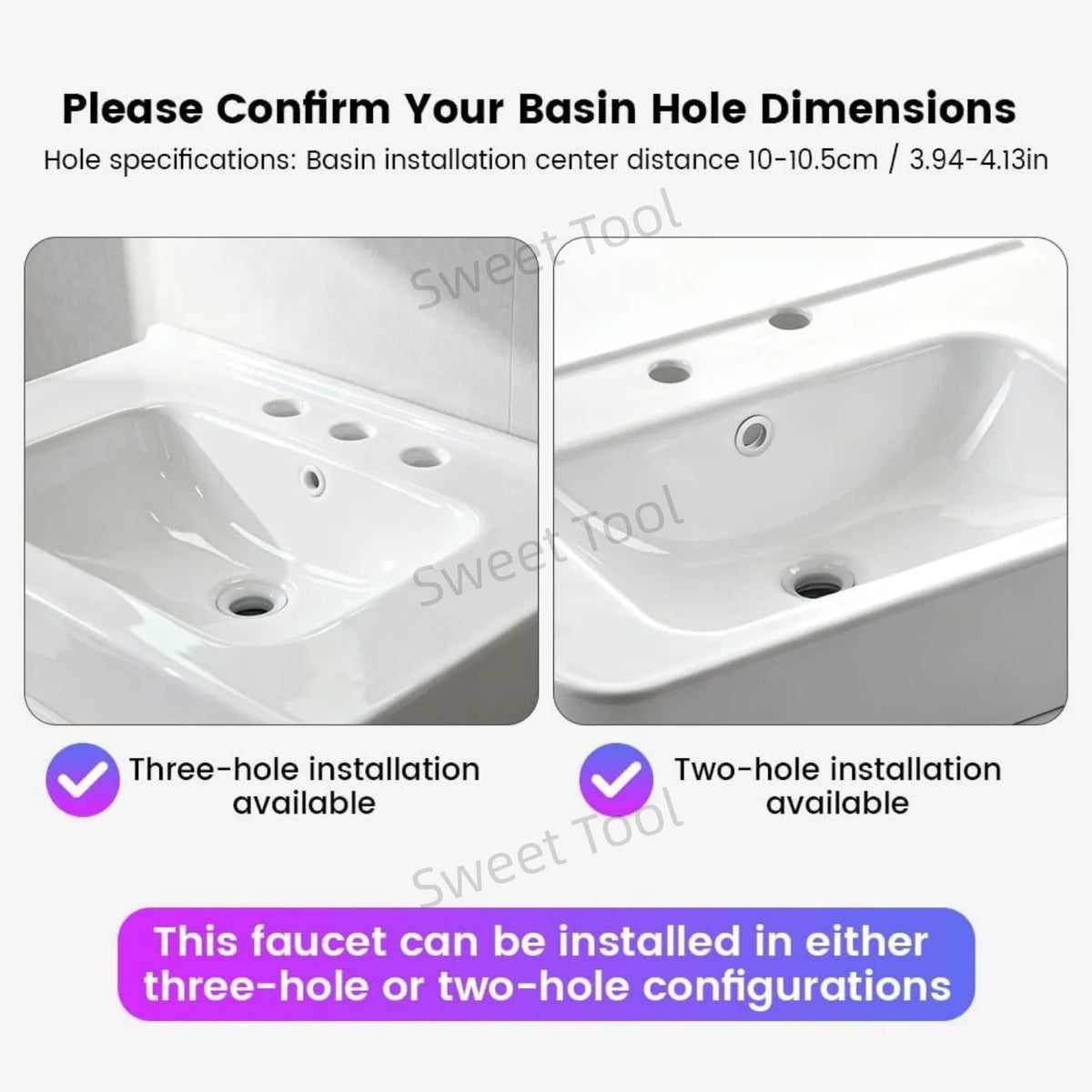 Bathroom Sink Faucet Dual Hole Handle Cold Water