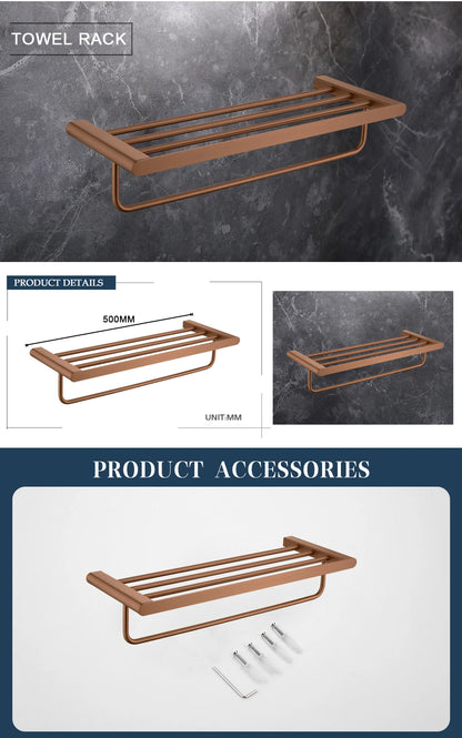 Rose Gold Bathroom Wall Mount Shelf Toilet Bath