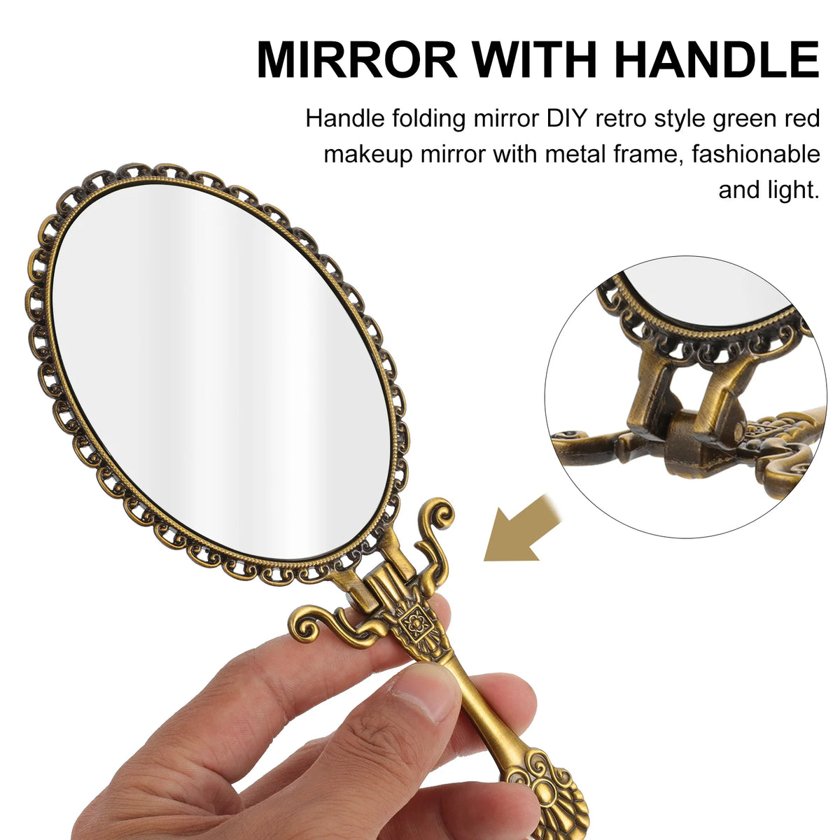 Zinc Alloy Handheld Compact Mirror Makeup Mirror Handle