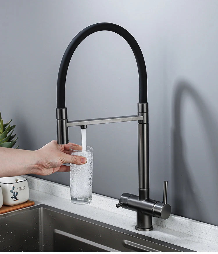 Zappo Grey 3-In-1 Faucet & Cold Mixer Tap