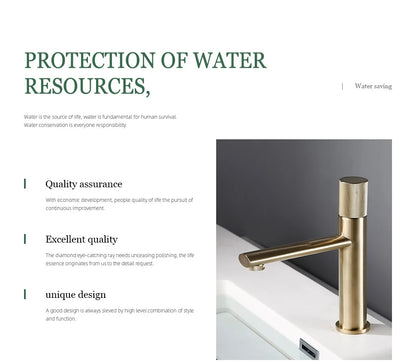 Knurled Faucet Brushed Gold Basin Faucet Bathroom Taps