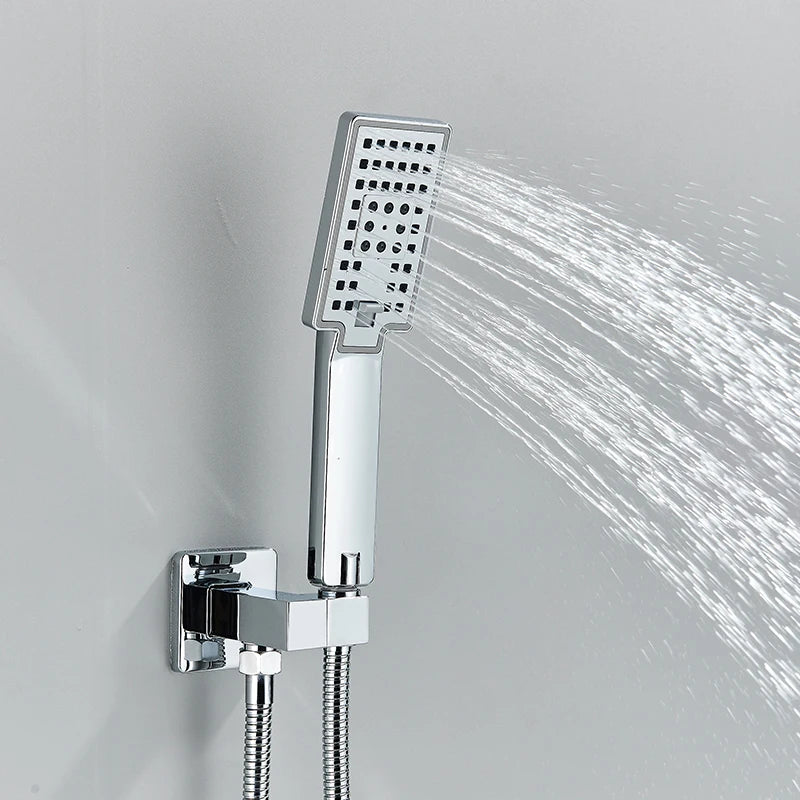 Chrome Bathroom Digital Display Shower Faucet Rainfall Shower