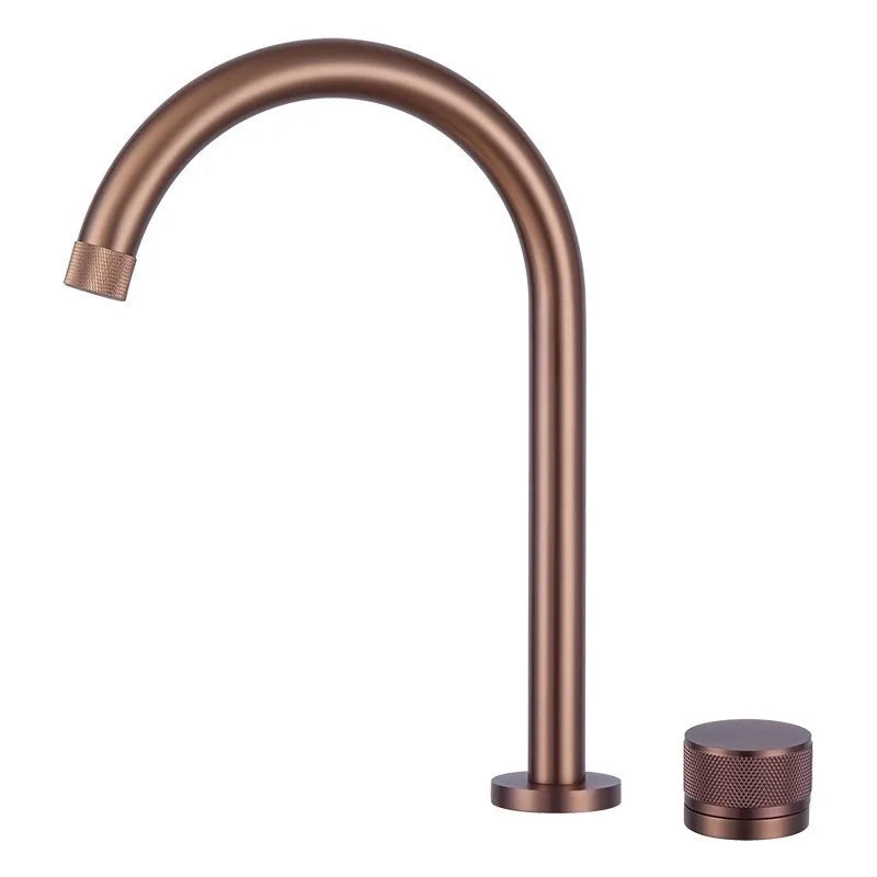 Brushed Rose Gold Basin Faucet Two Holes Gun