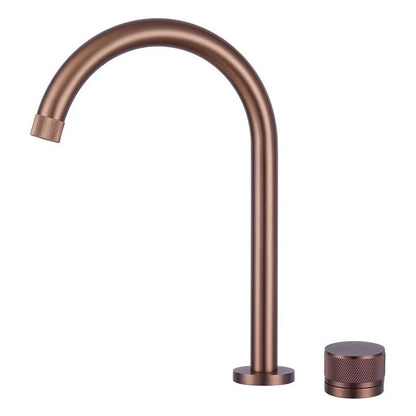 Brushed Rose Gold Basin Faucet Two Holes Gun