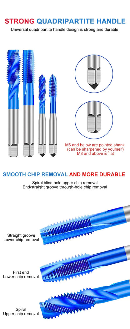 Azzkor Tip/Spiral/Straight Groove Tap M35 Cobalt Containing Blue
