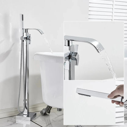 Shbshaimy Chrome Floor Bathroom Bathtub Faucet Handshower Two