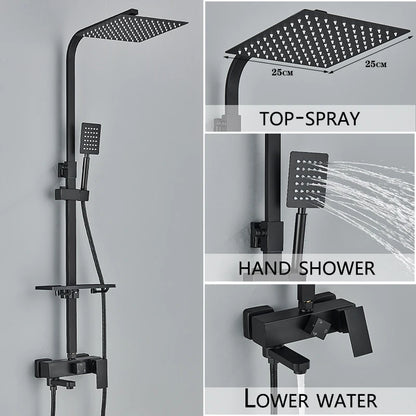 4-Function Wall Mounted Shower Faucet Rainwater Bathtub Shower