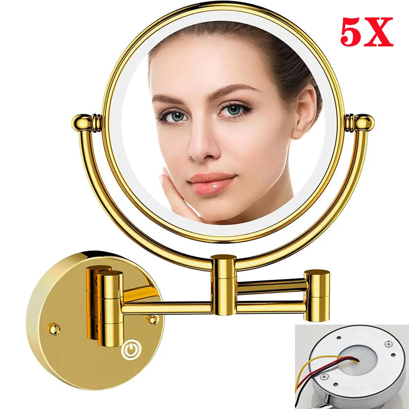 Brushed Gold Led Folding Touch Bathroom Mirrors Of