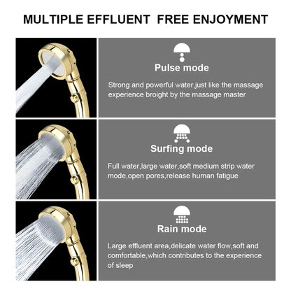 High Pressure Shower Head Hose Holder Gold Modes