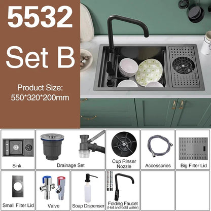 Asras Nano Black Small Size Sink Cup Washer