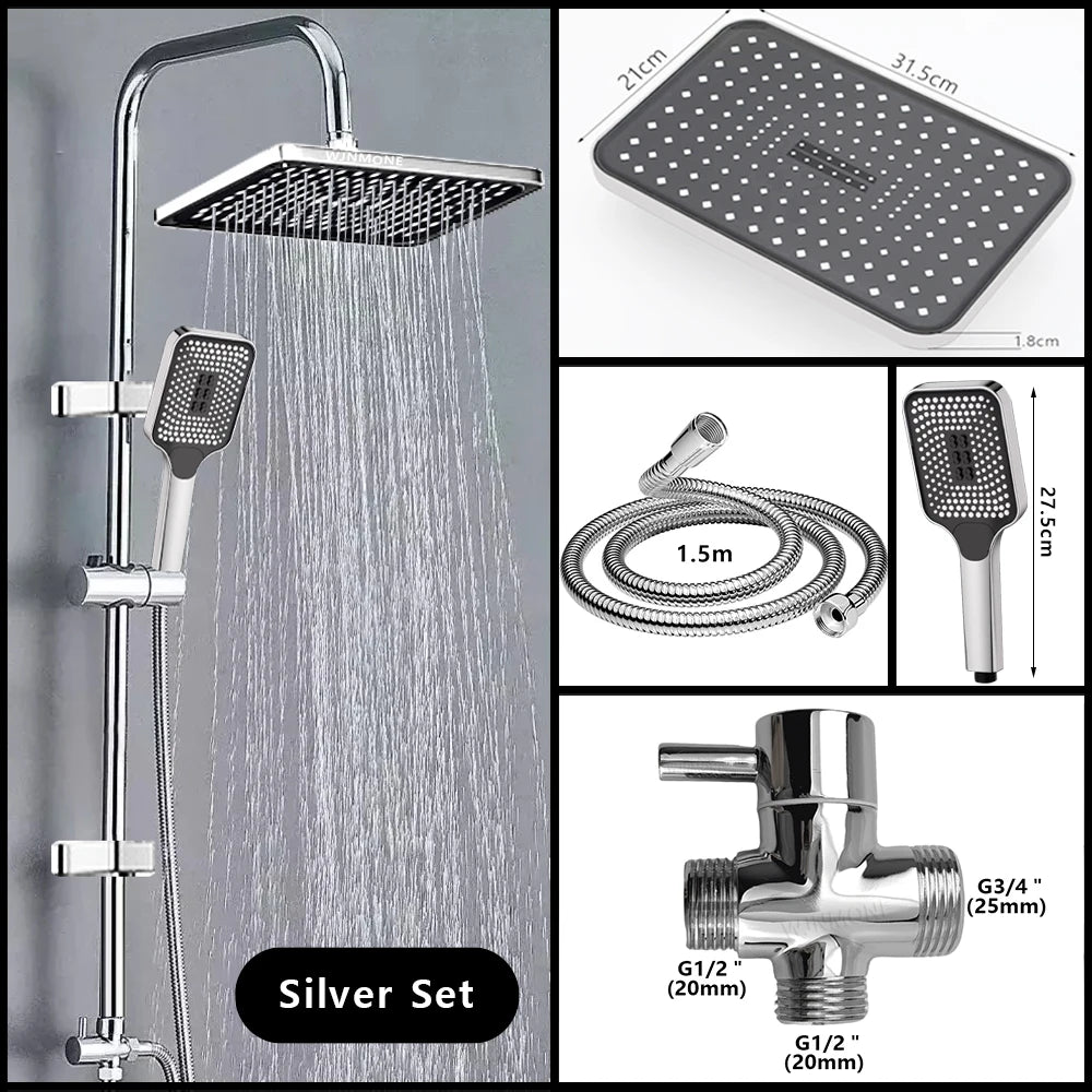 Black Silver Split Shower Column Bathroom Faucet Wall