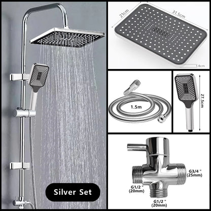 Black Silver Split Shower Column Bathroom Faucet Wall