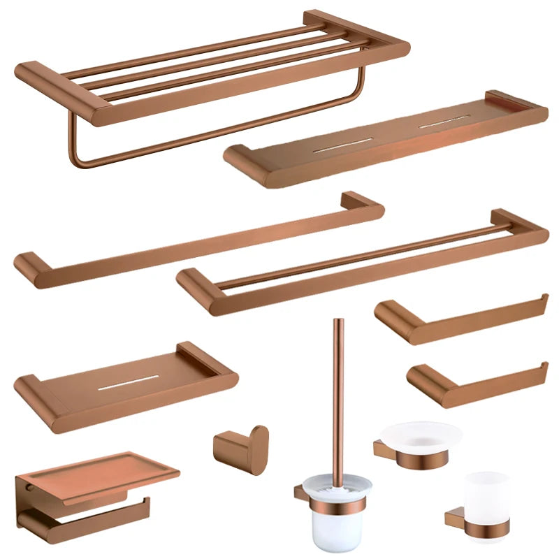 Brushed Rose Gold Wall Mount Shelf Toilet Bath