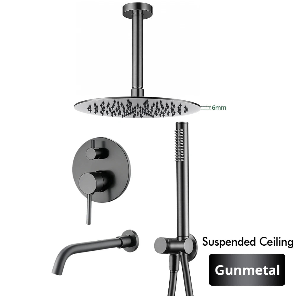 Bathroom Faucet Shower Mixer Tap Spout Black Solid