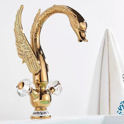 Brass Gold Black Swan Basin Faucet Deck Mounted
