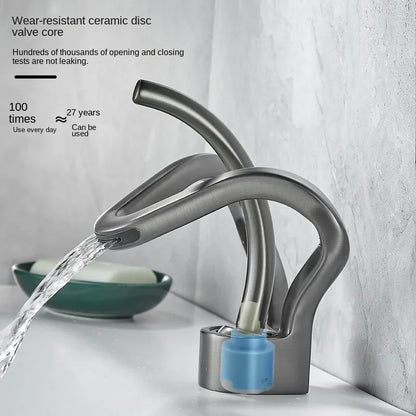Faucet Bathroom Hollow Out Design Waterfall Basin Mixer