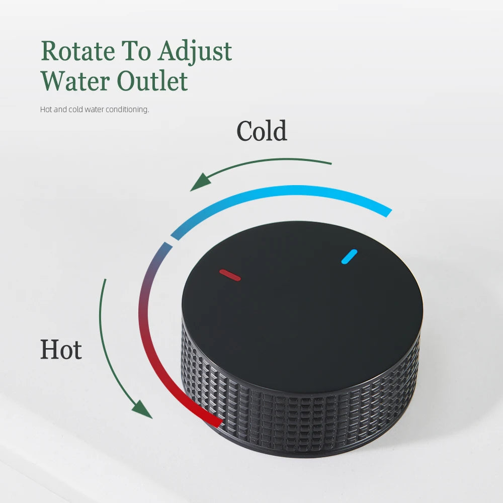 Matte Black Basin Faucet Knurled Knob Sink Tap