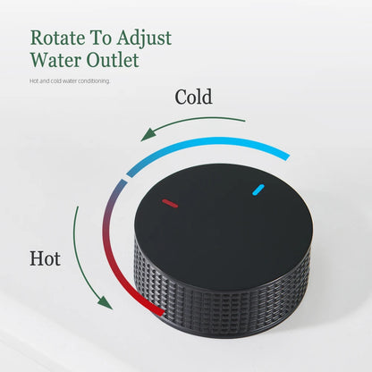Matte Black Basin Faucet Knurled Knob Sink Tap