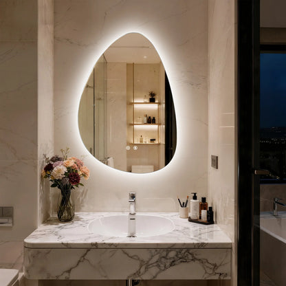 70/77cm Irregular Illuminated Led Bathroom Mirror Makeup Vanity