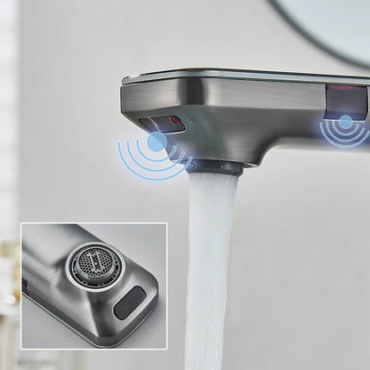 Gun Grey Smart Sensor Basin Faucet Digital Display