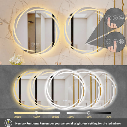 Anti-Fog Led Bathroom Mirror Circle Backlit Hd Wall