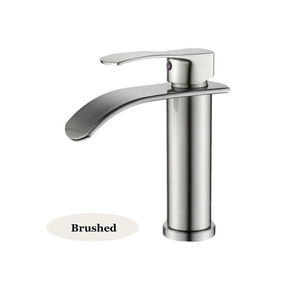 Tall Short Brass Waterfall Faucet Bathroom Sink Faucet