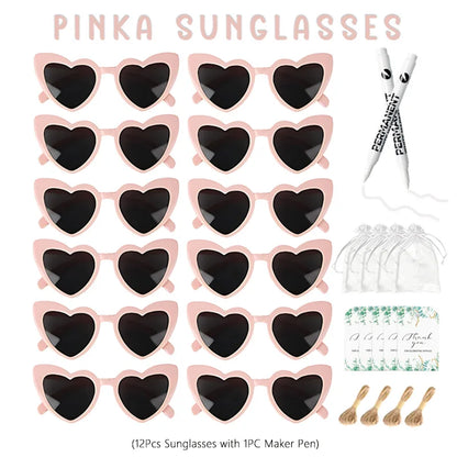 12-100pcs Wedding Sunglasses Guests Heart Shaped Sunglasses