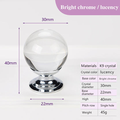 Colorful Crystal Glass Ball Pulls Knobs Wardrobe Door