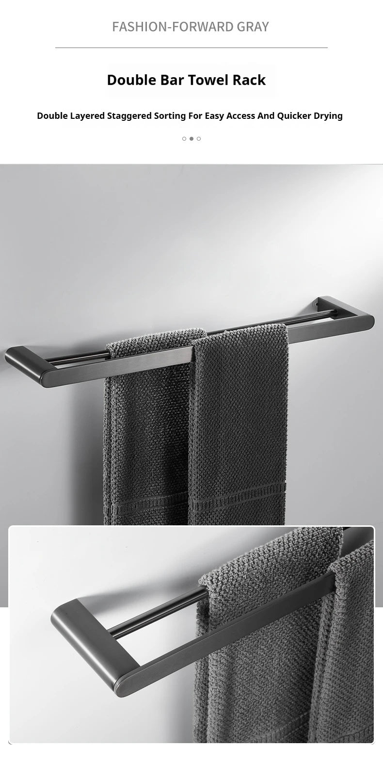 Gunmetal Grey Full Brass Bathroom Storage Towel Rack