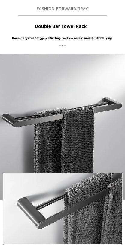 Gunmetal Grey Full Brass Bathroom Storage Towel Rack