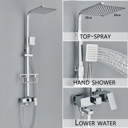 4-Function Wall Mounted Shower Faucet Rainwater Bathtub Shower