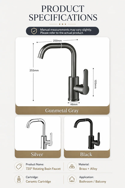 Brass Basin Faucet Gunmetal Gray Bathroom Faucet Cold