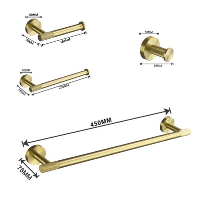 Bathroom Hardware Brushed Gold Knurled Brass Kit Towel