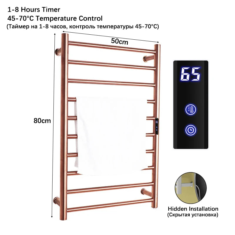Bathroom Electric Heated Towel Rail Gold Smart Touch