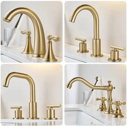 Brushed Gold Bathroom Faucet Total Brass Basin Faucet