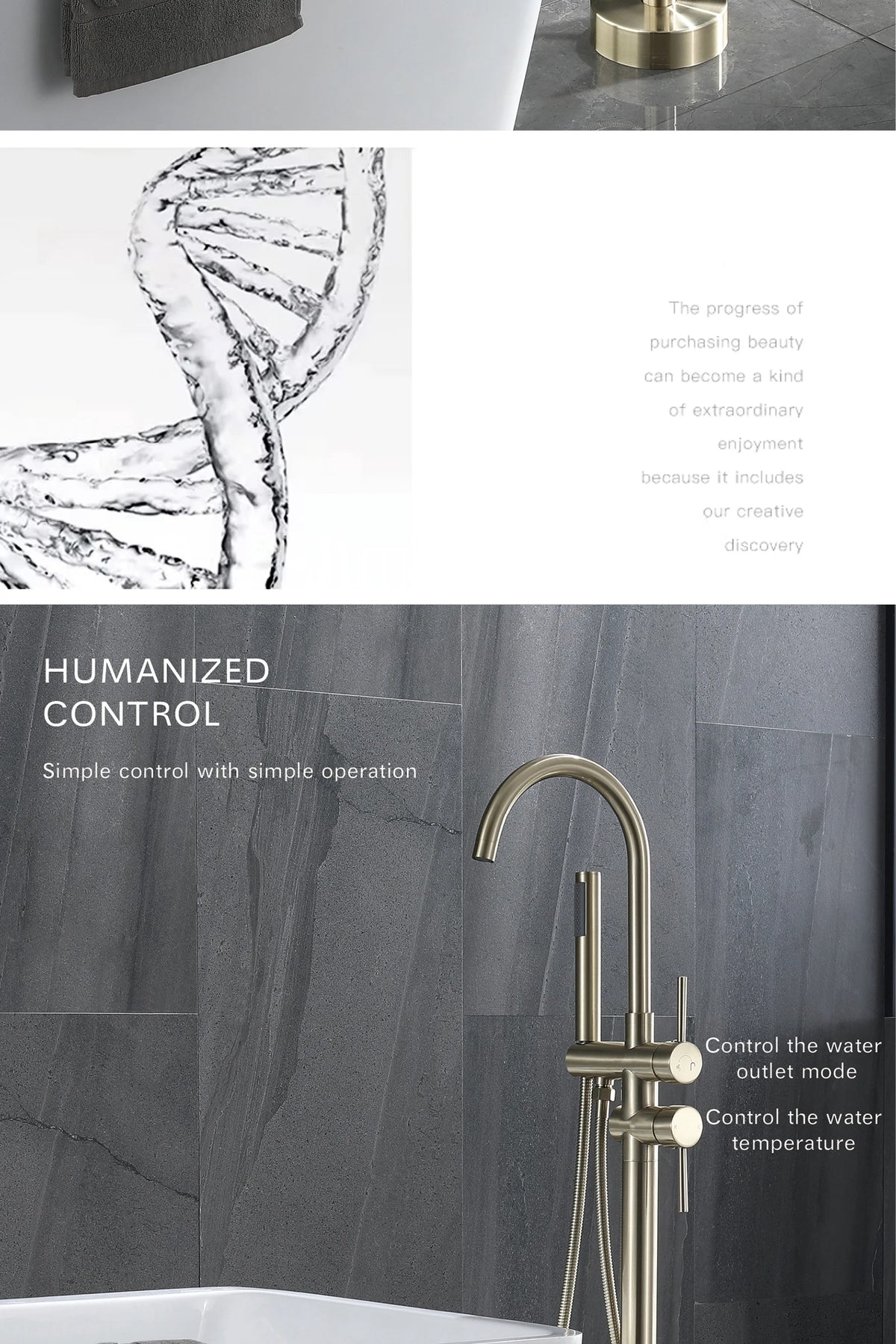 Aitana Luxury Black Brass Bathroom Faucet Floor Standing