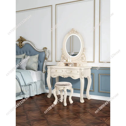 European Dressers Vanity Mirror White Makeup Desk Drawers