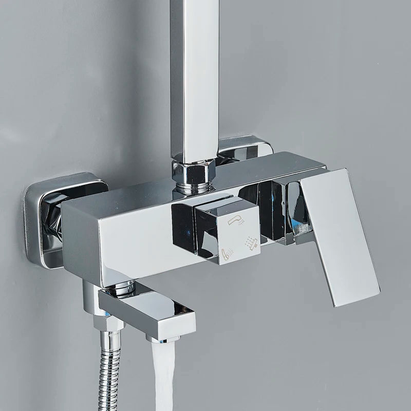 Golden Shower Faucet Rainfall 3/4-Way Bathtub Tap Bathroom