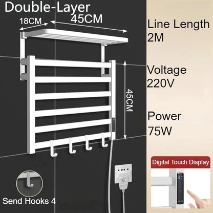 Metal Electric Heated Towel Rail Smart Disinfection Thermostat